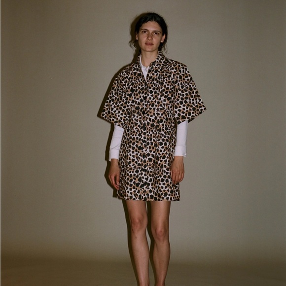 Sea New York | Apollo Giraffe Animal Print Mini Button Front Shirt Dress - Picture 3 of 10